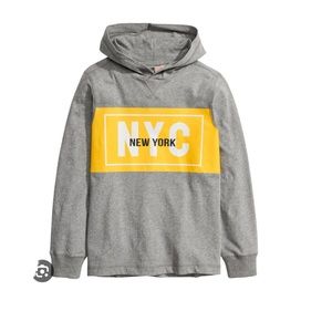 H&M boys hoodie “New York”, gray/yellow size 8-10